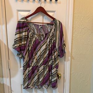 Striped Purple and Green Blouse